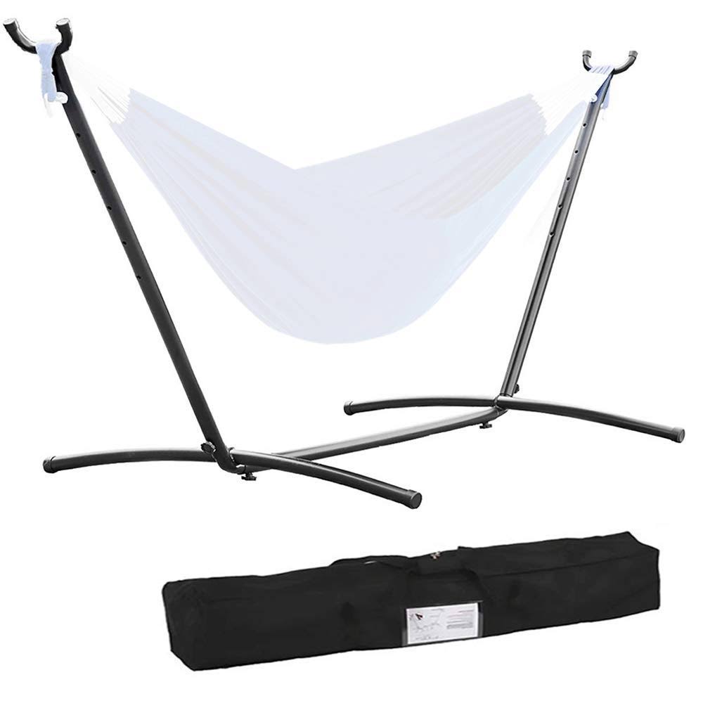 fcac7ac30744eeb1d08319832ad416836c6dac7e58f869c36215dbdf2703c3b9.jpg Dkeli 9ft Hammock Stand Portable Heavy Duty 2 Person Steel Stand Only for Outdoor Patio Backyard Indoor Bedroom with Carrying Case, Weather-Resistant - Image 1