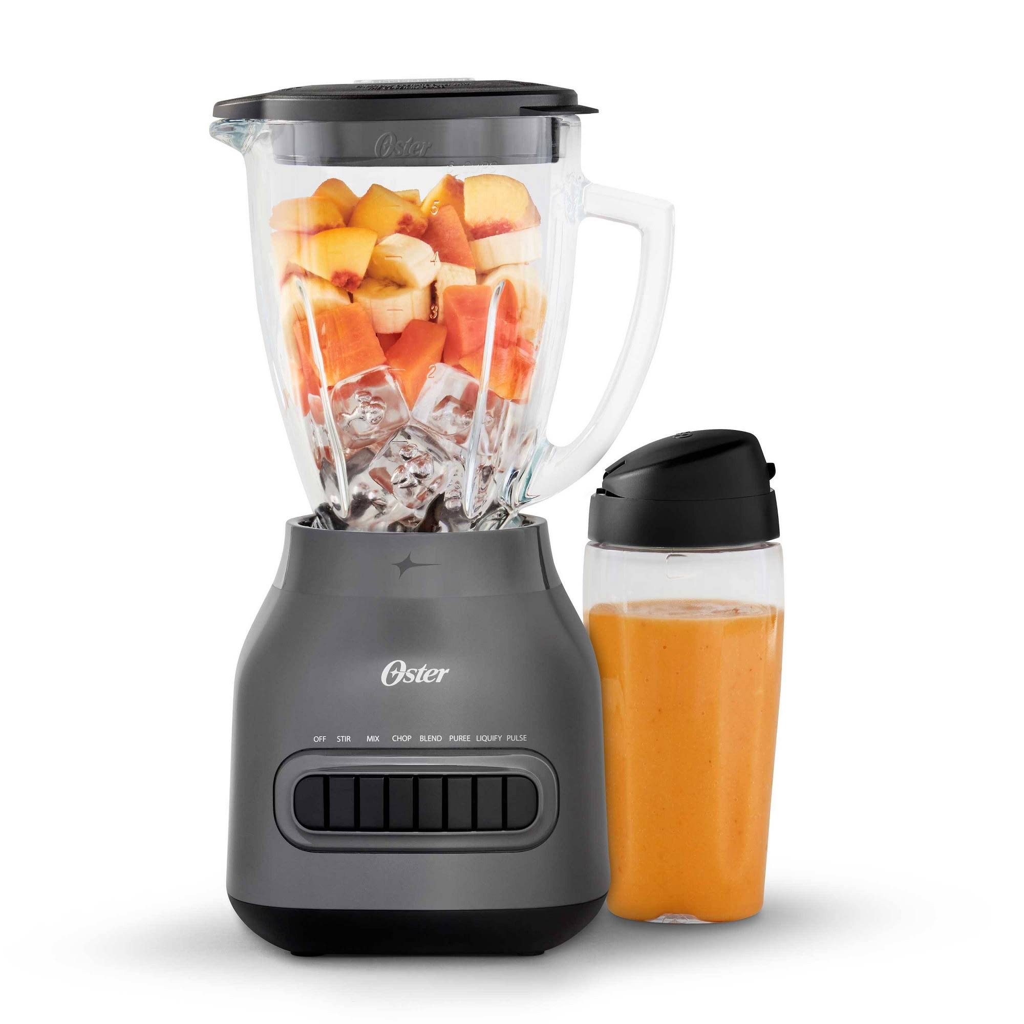 fcb67654dafa51bd1861d9e18c6e83703b680767e239e9be28a20ca4823e9fa9.jpg Oster Easy-to-Clean Blender with Dishwasher-Safe Glass Jar with A 20 oz. Blend-N-Go Cup - Image 1