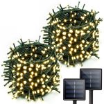 YIQU Extra-Long 2-Pack Each 72ft 200 LED Solar String Lights Outdoor, Waterproof Solar Christmas Lights with 8 Lighting Modes, Gre