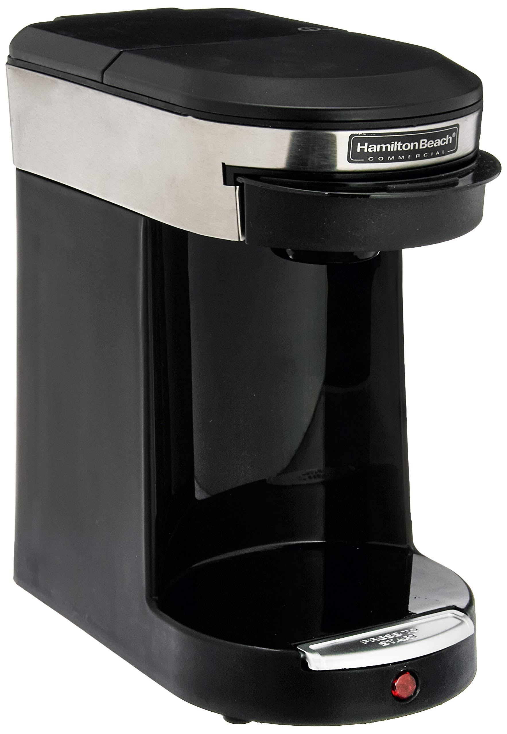 fd3411352f52896be9a063a7b7c4dc09196df305346e91bd978630d67c3a8e55.jpg Hamilton Beach HDC200S Stainless Steel Single Serving Pod Coffee Maker, Black/Silver - Image 1