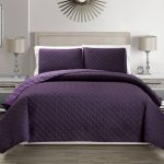 KingLinen Embossed Purple Reversible Bedspread/Quilt Set Twin