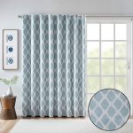 SunSmart Aqua Blakesly Printed Ikat Blackout Patio Curtain
