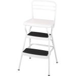 Cosco Retro Counter Chair/Step Stool with Lift-Up Seat, White