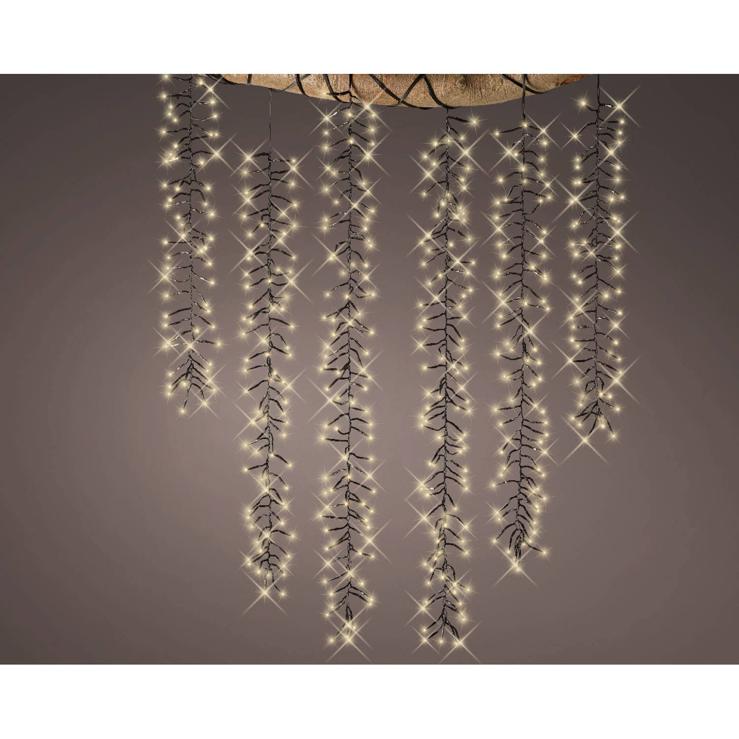 fd58be3e60ffb542edd5f0af0d23f9b0f3f8b257f30962792073c7a292bab41a.jpg 39 ft Cascade Extension Set Warm White Christmas Lights - 6 Strings of 480 LED Lights - Image 1