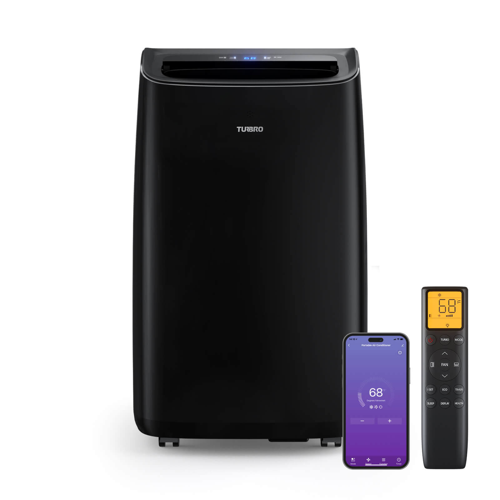 fd76a6e02d036752c72671582ed422fff19ebbcf6afe67d1a17c583a805c572a.jpg TURBRO 14,000 BTU Smart WiFi Portable Air Conditioner Black - Image 1
