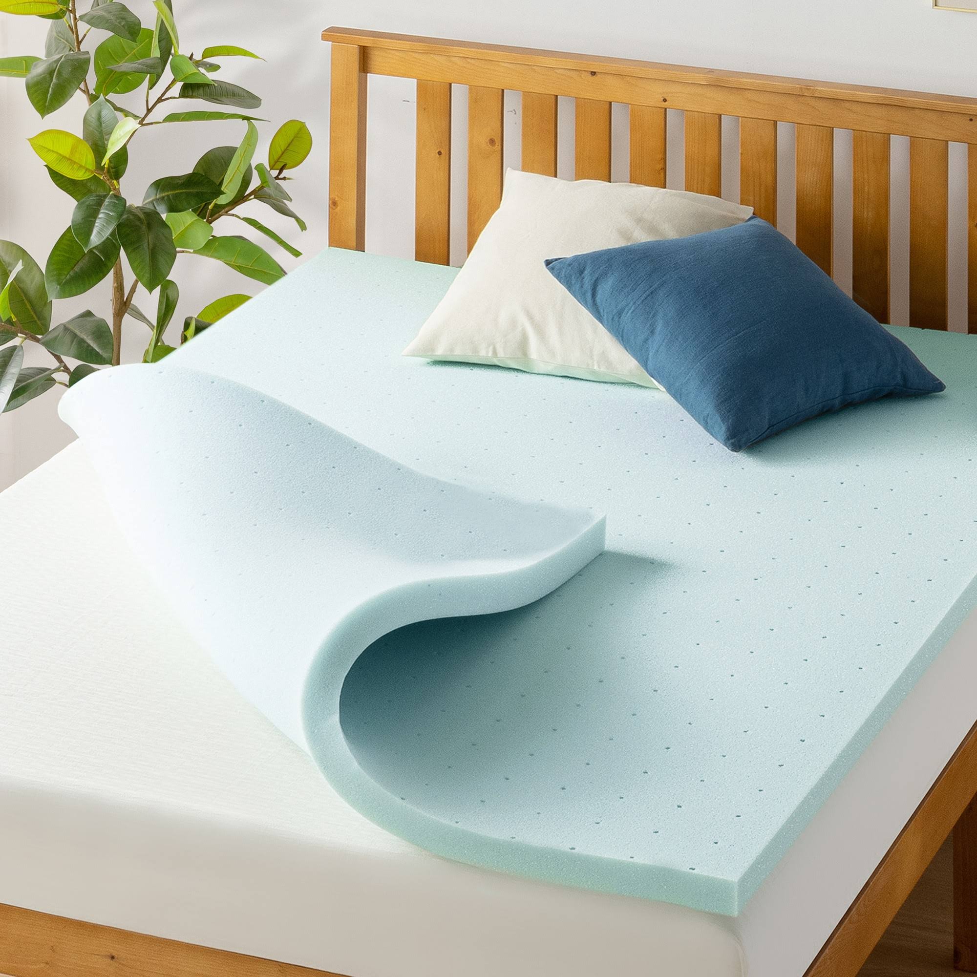 fda83bcfc2190ad552043ecc89140045bba2f1f4df1a0b1ac6a2a0ac45a37fcc.jpg Mellow Full Ventilated Memory Foam Cooling Gel Infusion 1.5" Mattress Topper - Image 1