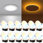 Sunco Lighting 12 Pack 6 inch Ultra Thin LED Recessed Ceiling Lights with Night Light, 1500 lm, Selectable CCT 2700K/3000K/3500K/4000K/5000K,