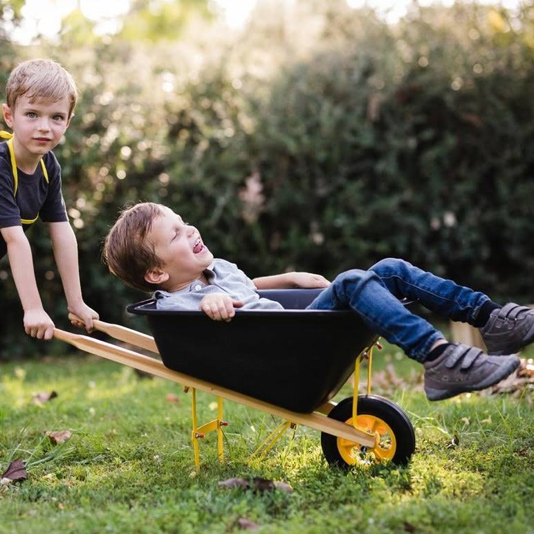 fdb79a986aa09ad5dfc37c80374e2d2bcd4db10d96b6fc8c1d8e34f362ab03a8.jpg Stanley Jr. Garden Line G015-SY Children's Wheelbarrow - Wood/Black - Image 1
