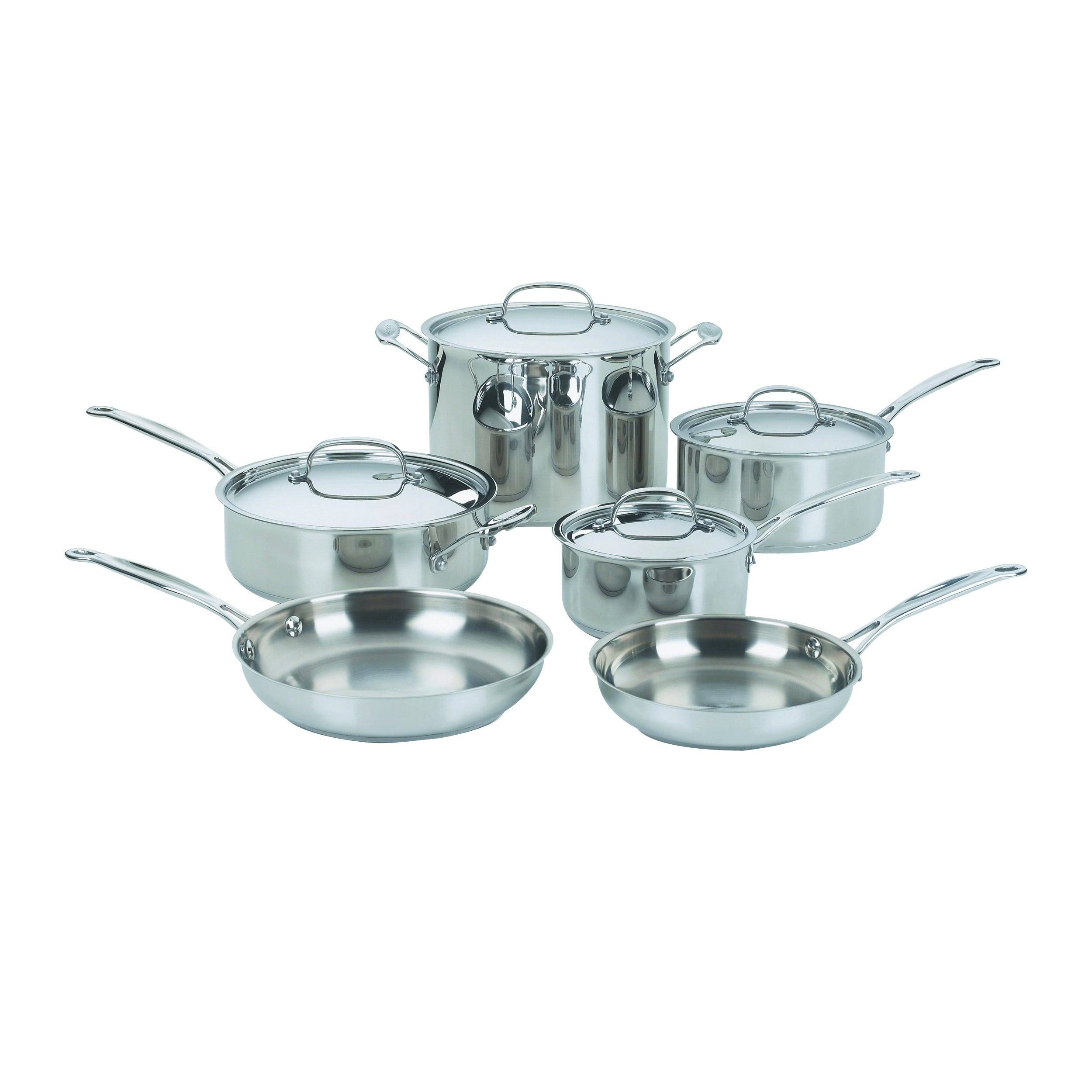 fdb8d13db5bf19b6a438b57291b7a184150023ea5892cd476443b2645e6696d4.jpg Cuisinart Chefs Classic Stainless 10-Piece Cookware Set, Silver - Image 1