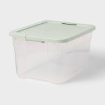 66qt Clear Latching Storage Box Light Green - Brightroom