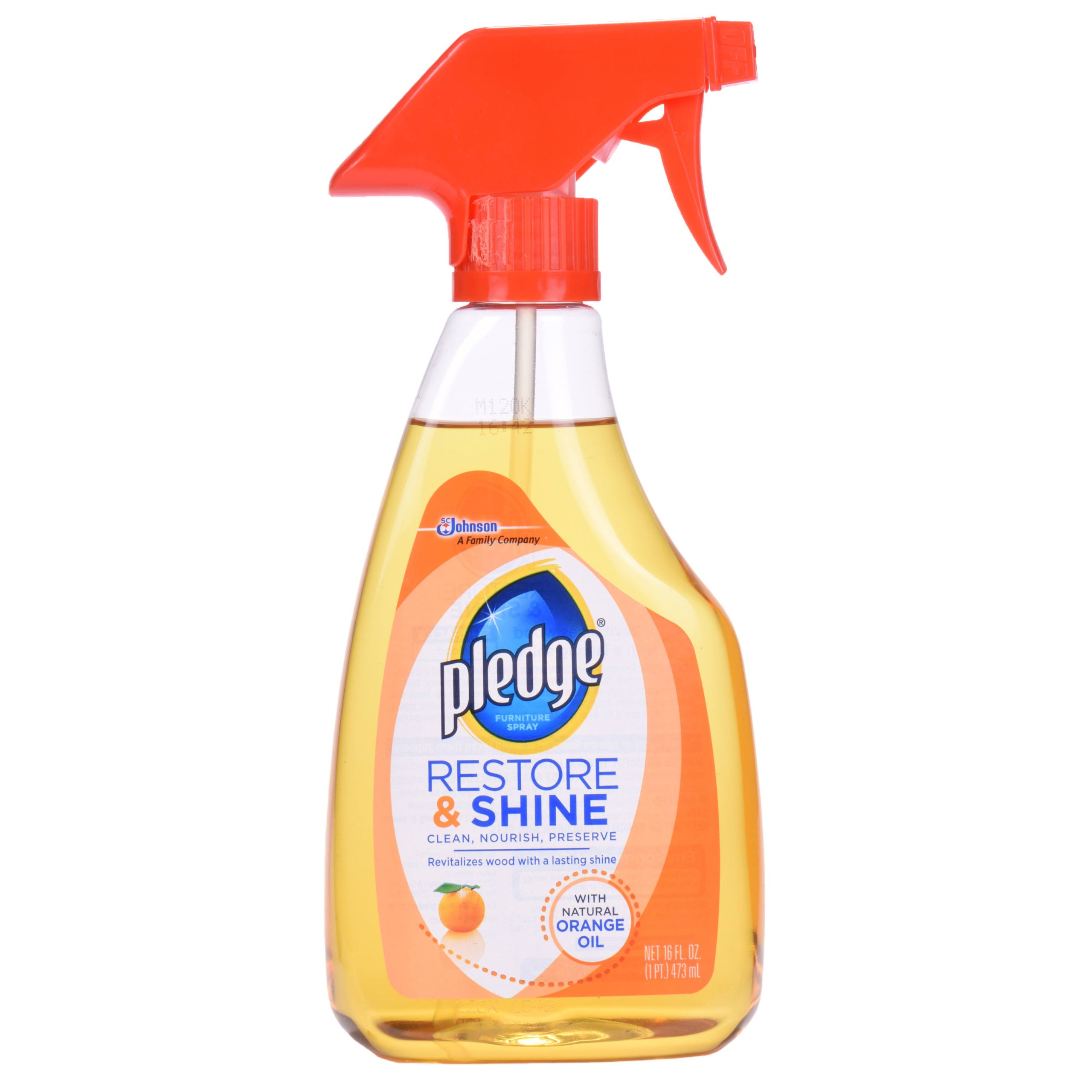 fdc3ba2f59369ae9f10dda2d57304be4c746583201ec66e692e4fc563a9d6161.jpg Pledge Revitalizing Oil Furniture Polish, Orange - 16 fl oz bottle - Image 1