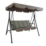 Kozyard Alicia Patio Swing Chair with 3 Comfortable Cushion SEATS and Strong Weather Resistant Powder Coated Steel Frame (Lime Stripe)