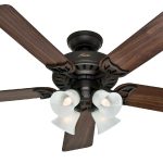 Hunter Studio Series 52" Ceiling Fan with 4-Light Kit - New Bronze - Walnut/Cherry Blades