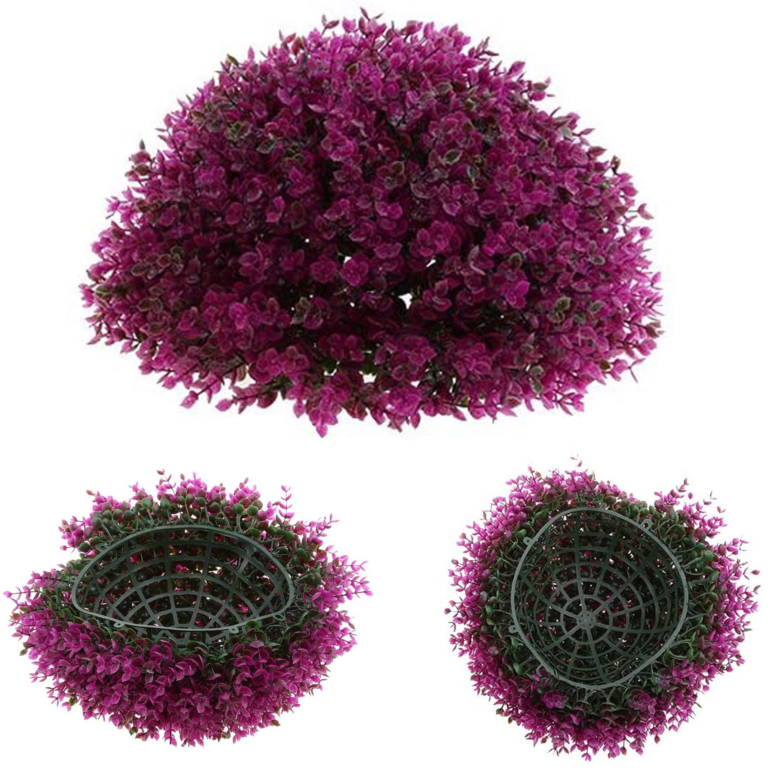 fdfc60f0595f5cd6b45aa9d381a5de710fade789606328b47ec9539e08d93ae4.jpg Raincol Artificial Topiary Trees Ball Shaped Indoor/Outdoor Faux Plants Ball Decorations - Purple 34cm(1PCS) - Image 1