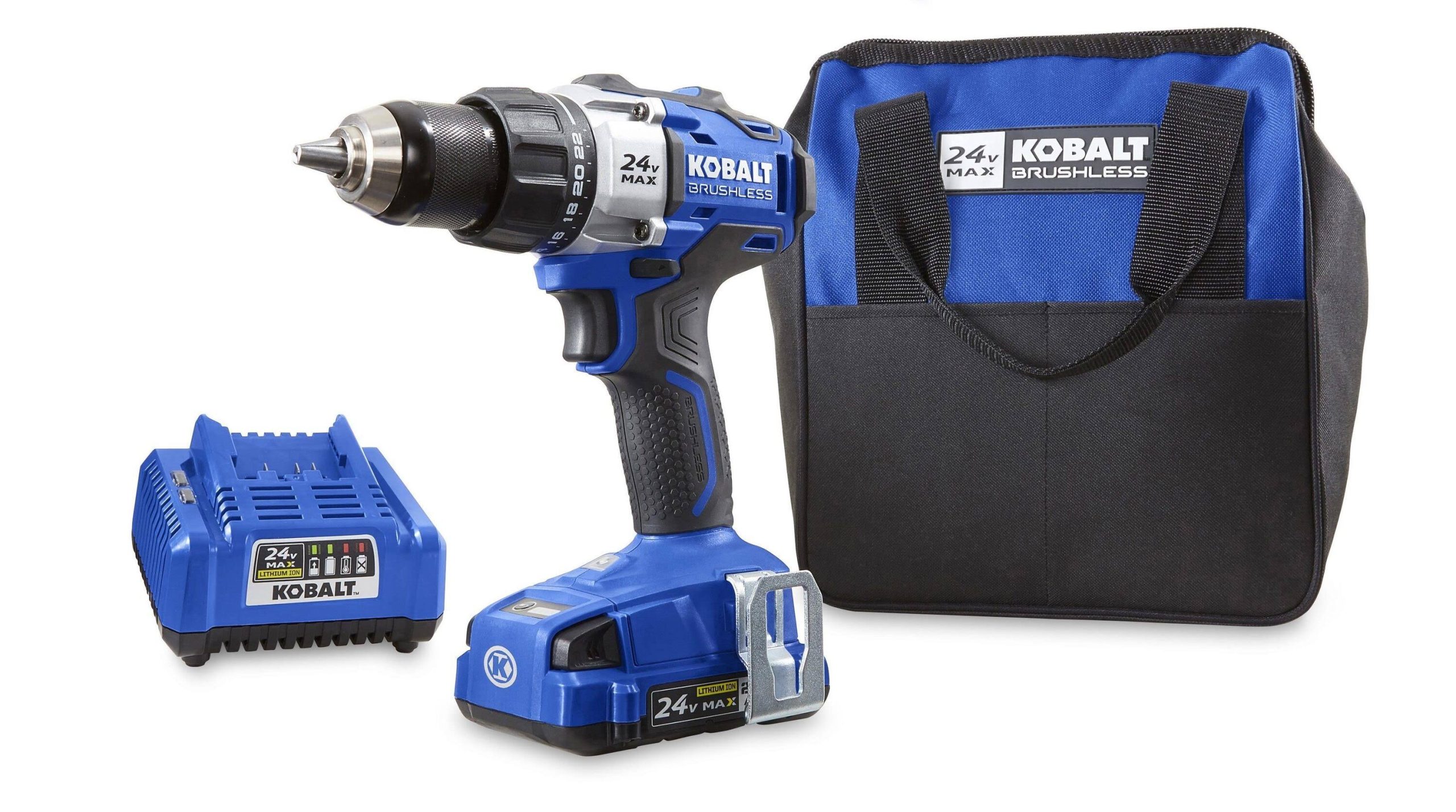 fe1aaeeecbf6ea1a88527f2a73976cf0131bfd13a6742f33e7f499684ed4f10e.jpg Kobalt 24-Volt Max 1/2-in Cordless Brushless Drill - Image 1