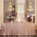 PartyDelight Sequin Tablecloth, Rectangular, 50"x80", Rose Gold