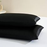 2 Pack Satin Pillowcase Silky Pillow Cases Set - Black - Queen