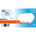 Great Value LED Bulb, 4.5-Watt (40w Equivalent) G25 Deco Bulbs E26 Base, Daylight, 3-Pack, CA