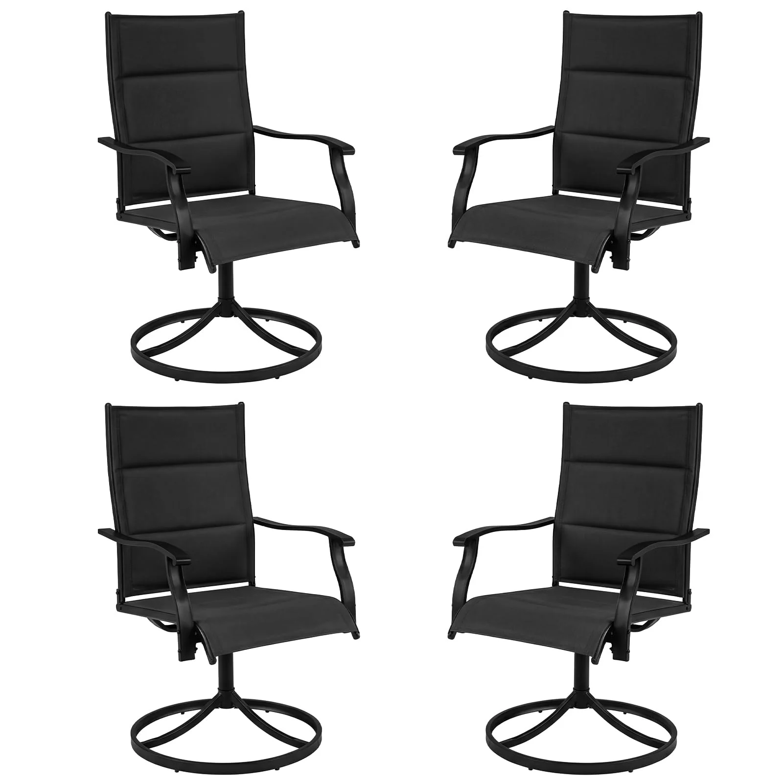fe6679059ebe83aa6e8c4aadaf684994c595877ba48b7f1fcfe903aaefc27af1.webp Tangkula Padded Patio Swivel Chairs Set of 4/2 Heavy Duty Metal Frame Rocker Chair - Image 1