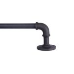 Kenney Adler 48 in. - 84 in. Adjustable 5/8 in. Single Indoor/Outdoor Rust-Resistant Wrap Around Curtain Rod in BlackL