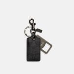 Coach Outlet Bottle Opener Key Fob in Signature Canvas - Black