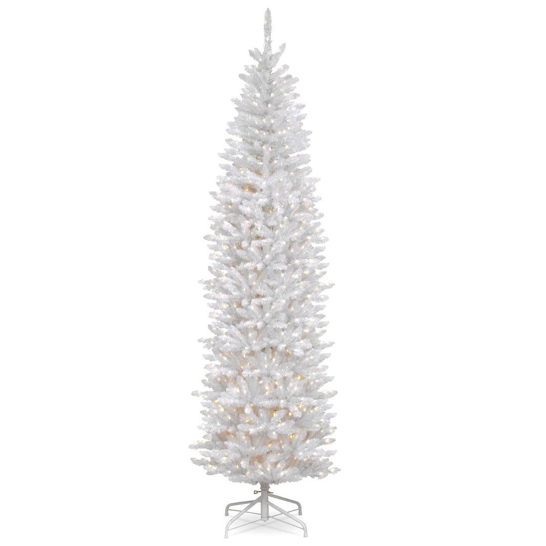 fec9bf19a6a80d7b7ecc52fae1d201a4d5fe14816560a45d2e8cb1b2bce4234a.jpg Kingswood Fir Slender White Realistic Artificial Fir Christmas Tree with Lights Andover Mills Size: 9' - Image 1