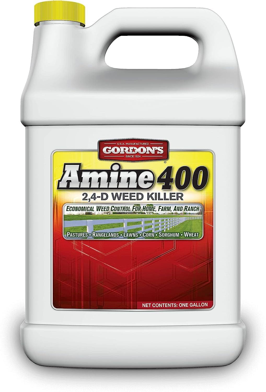 fecec87daaf141928ad626f54e33cd9efe23cc9d1a50f0b8bd070ad9b4f1b42c.jpg Gordon's Amine 400 2,4-D Weed Killer, 1 Gallon - Image 1