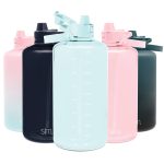 Simple Modern 1 Gallon 128 oz Water Bottle with Push Button Silicone Straw Lid & Measurements| Tritan Plastic Water Jug | Summit | Seaside
