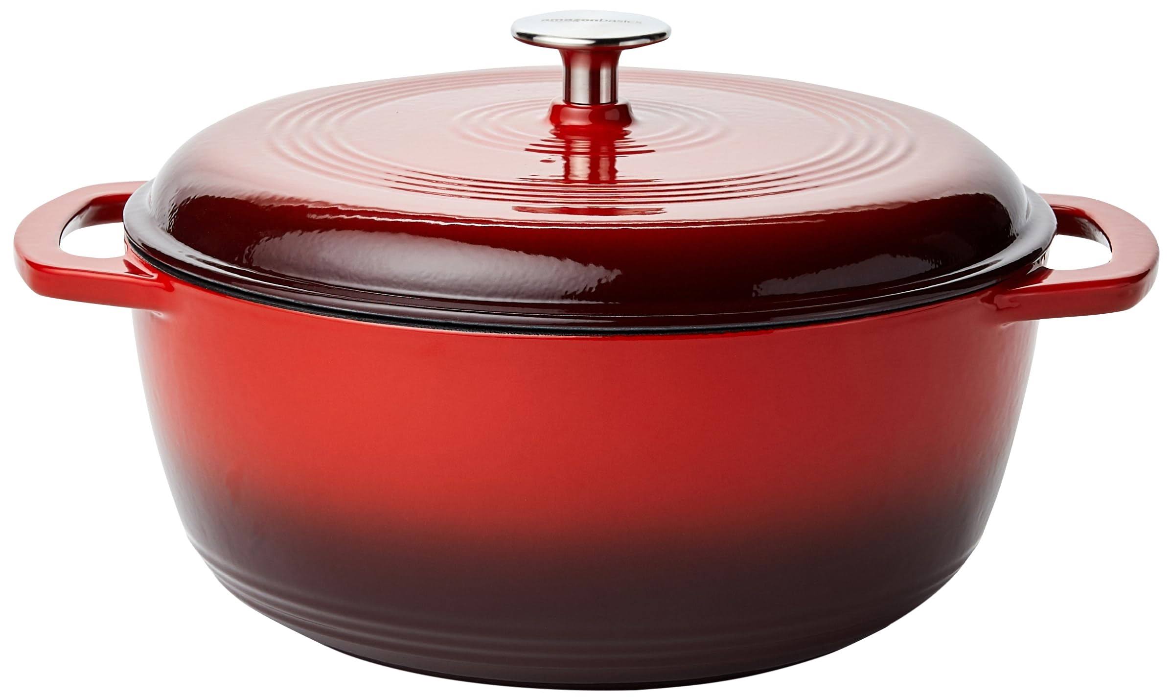 feed2bb536beef271df537092387b9520e731ad249411656db0c79239b06e082.jpg Basics Enameled Cast Iron Covered Dutch Oven, 6-Quart, Red - Image 1