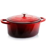 Crock-pot Artisan 7 Qt. Enameled Cast Iron Oval Dutch Oven in Scarlet