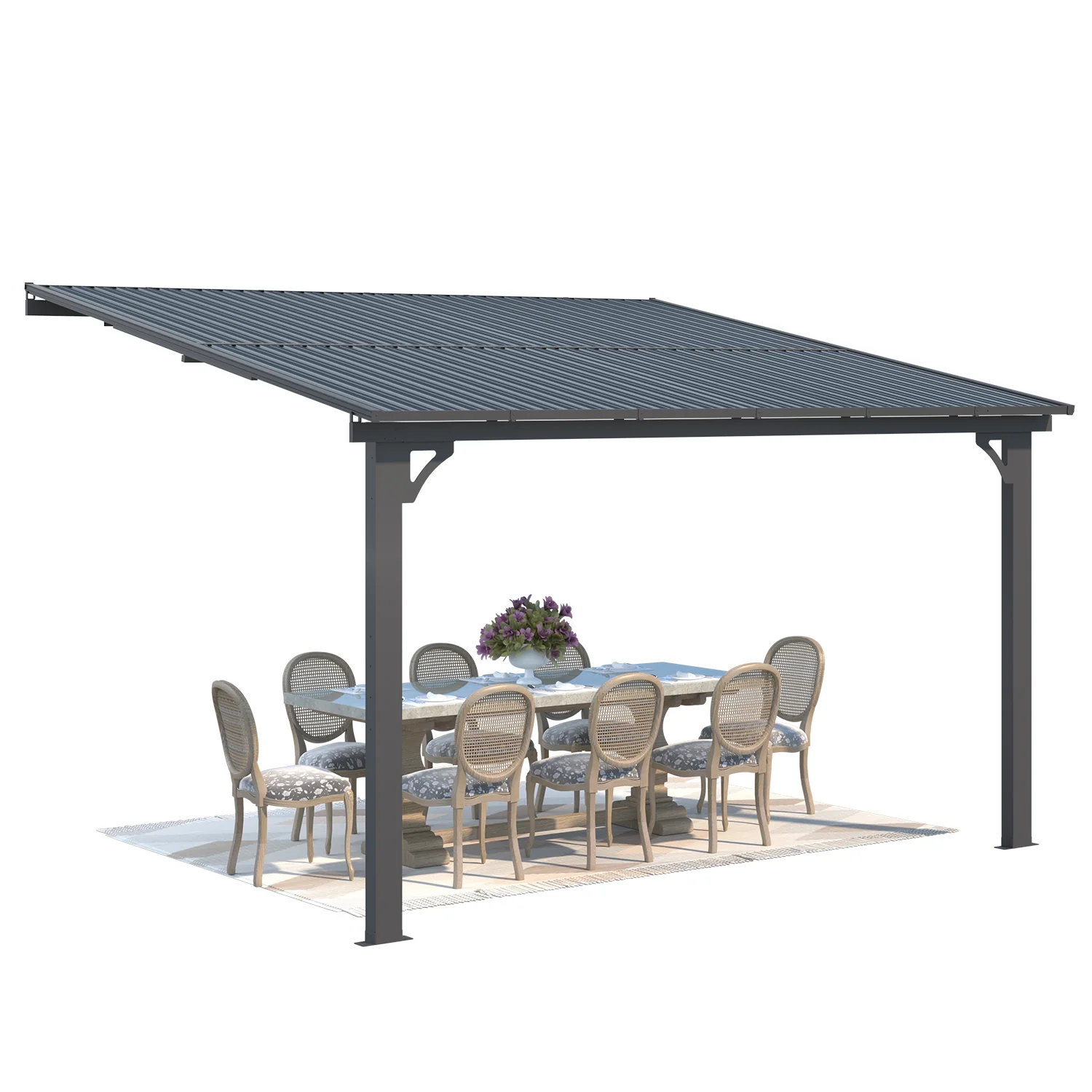 ff02218f7667a5eae5c362b2a734a376addb4401a0ff421600a2223db5d25046.webp AECOJOY 12x10 Outdoor Hardtop Gazebo Adjustable Height (6.5-9.8Ft) Pergola for Patio - Image 1
