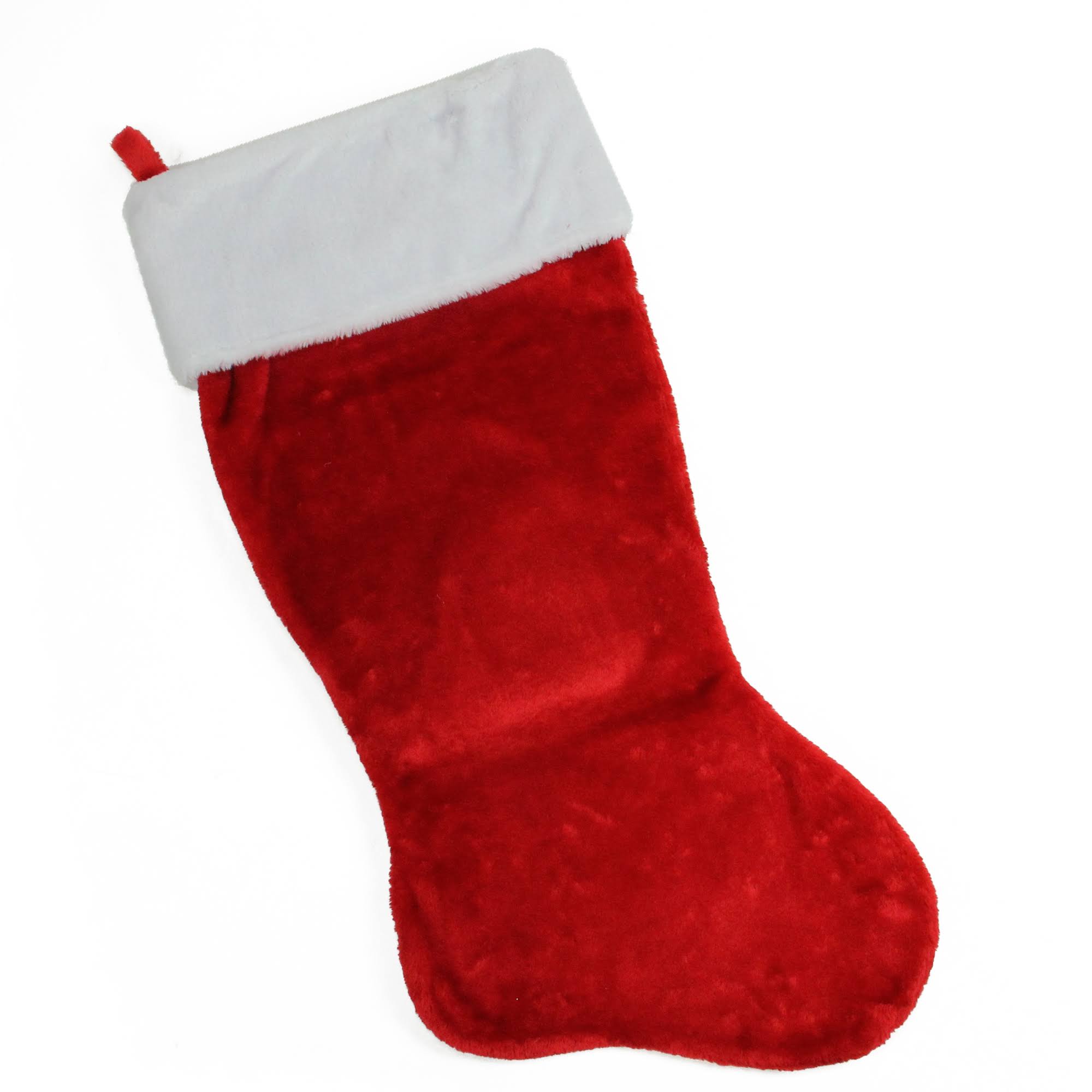 ff07faeb790dad47df0f41e0c3dad3a61701b22ac9d024910d1b68880951314d.jpg 35" Traditional Red with White Cuff Decorative Plush Christmas Stocking - Image 1