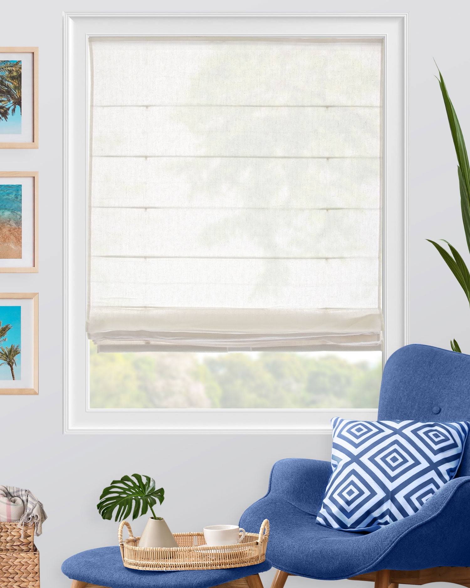 Chicology Cordless Roman Shades, Semi-Sheer - 23"W x 64"H - Pacific White