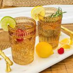 Kate Aspen 13oz Vintage-Inspired Textured Amber Glasses (Set of 6)