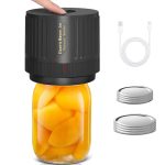 OXLIMKEE Electric Mason Cordless Vacuum Sealer Kit for Wide-Mouth & Regular-Mouth Mason Jars, for Food Storage and Fermentation, Black