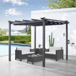 10 ft. W x 10 ft. D Aluminum Pergola with Canopy Peak Home Furnishings Color: Navy Blue