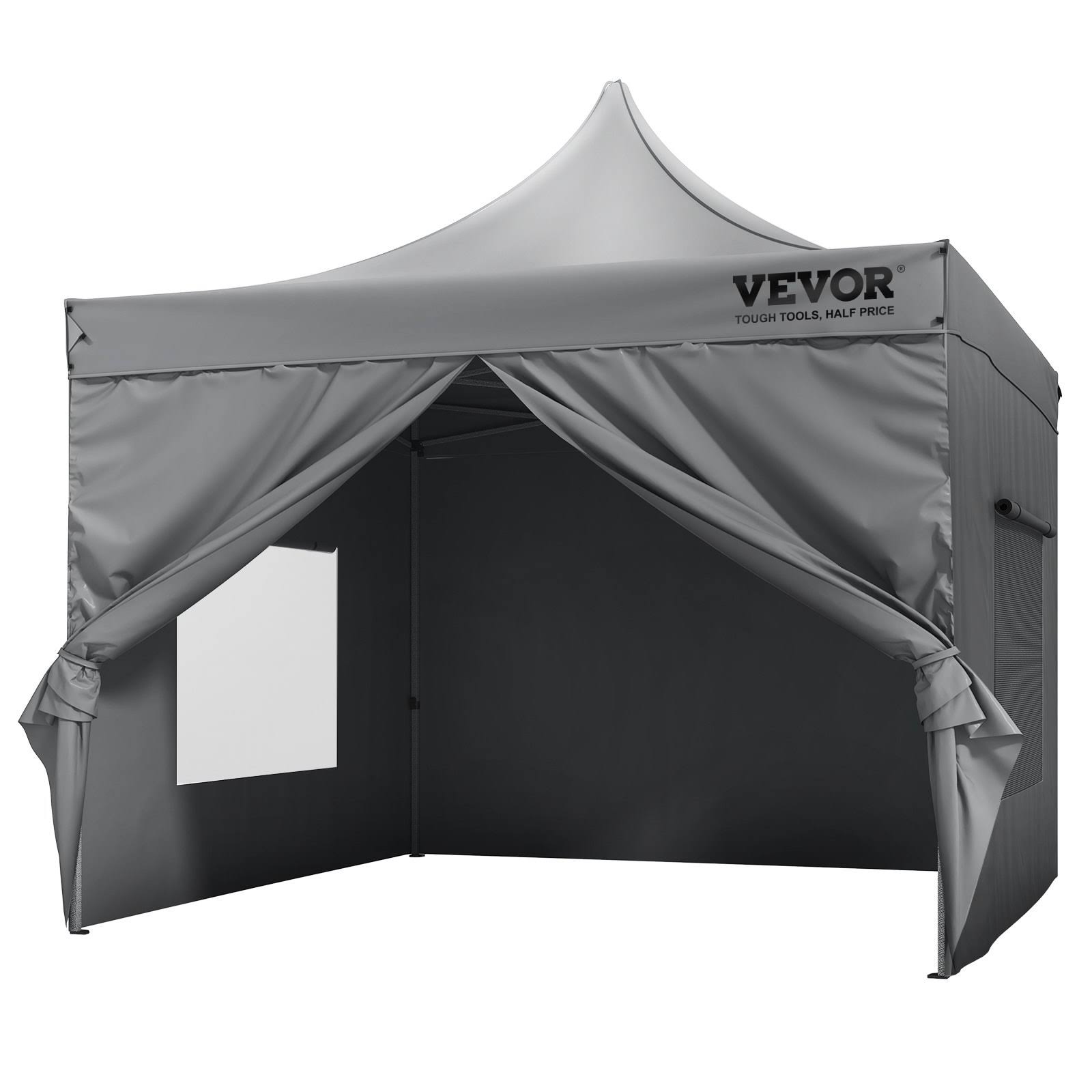 ff4280adf15fb820fb0e3867c1e232fef969f62380a264916ecef0fc7ffbf3c7.jpg VEVOR 10x10 ft Pop Up Canopy with Removable Sidewalls Instant Canopies Portable Gazebo & Wheeled Bag UV Resistant Waterproof Enclosed Canopy Tent - Image 1