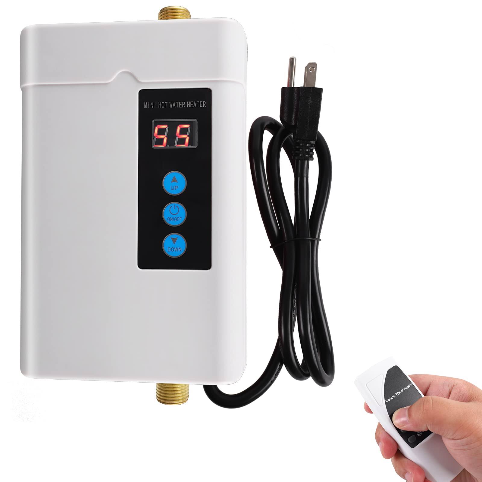 ff5eb5d06f07c530b6168656a64909028629d4d01628ef966fea737fd4385395.jpg Instantaneous Tankless Water Heater, Small Mini 110V with Remote Control operation,Constant Temperature Heating for Kitchen and Bathroom, LCD Touch - Image 1
