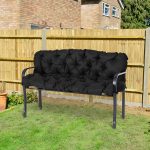 Outsunny 3 Seater Outdoor Seat Pads Bench Swing Chair Replacement Cushions Backrest for Patio Garden - Black