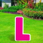 Pink Letter (L) Corrugated Plastic Yard Sign, 24in Birthday Party