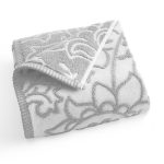 Better Homes & Gardens Sheared Paisley Hand Towel, Soft Silver, White