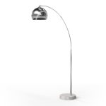 Versanora Arquer Arc Floor Lamp with Chrome Finished Shade and White Marble