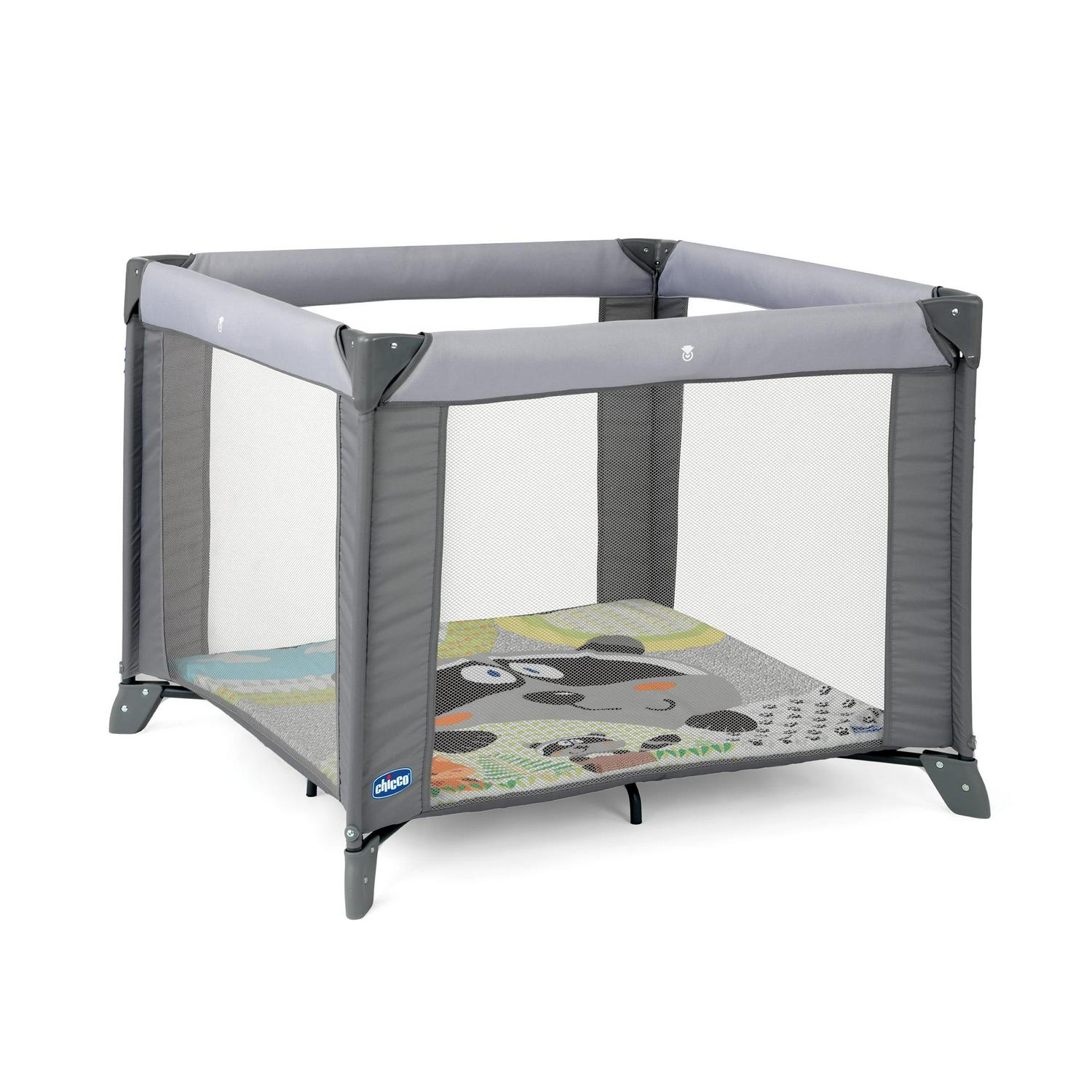 fff21acecffc6e3c9fe18075946f34d1c411515191f0efe75c36f773fcb45bec.jpg Chicco Tot Quad Portable Square Baby Playpen - Honey Bear (Grey) - Image 1