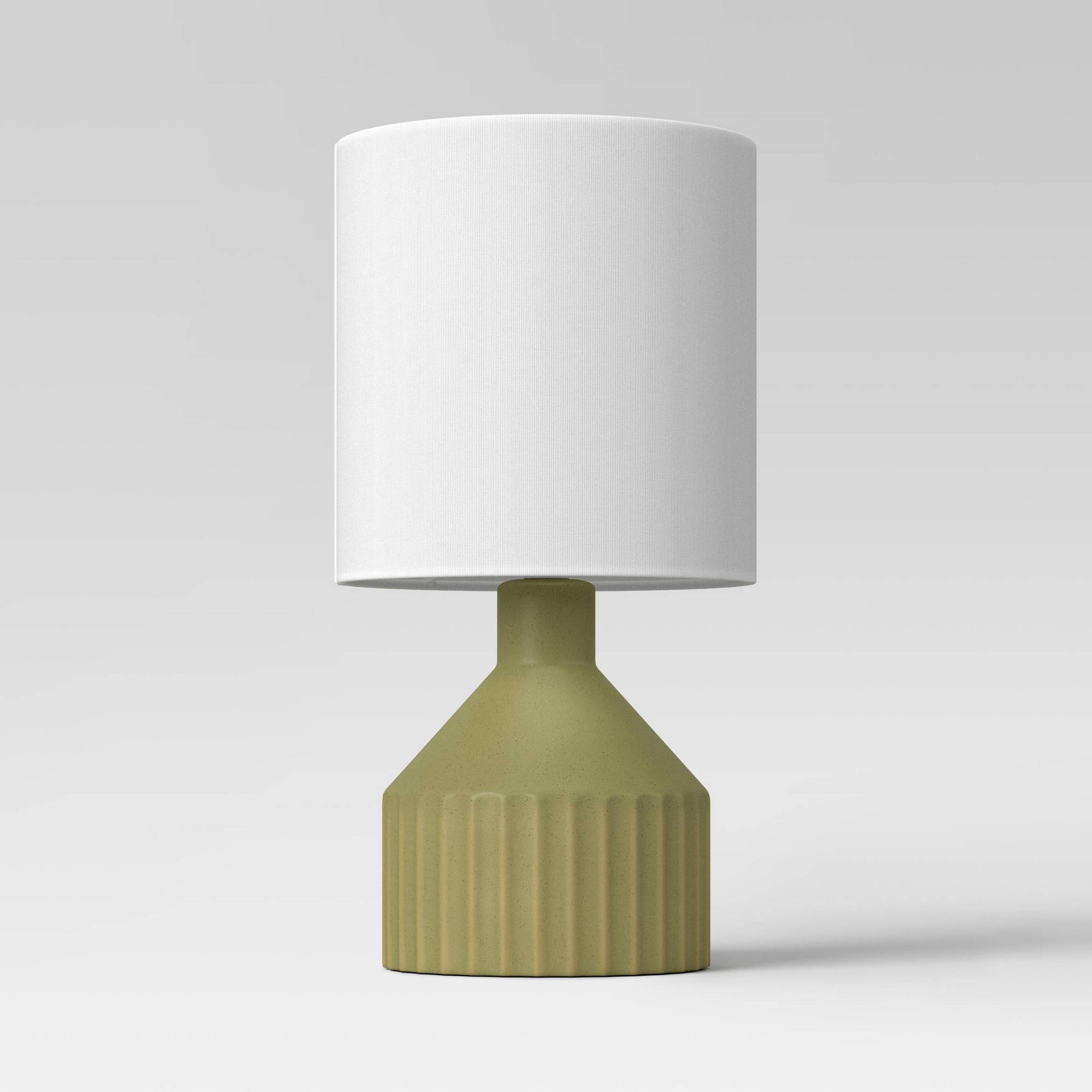 fff36b066bd01d4efc9d6a94c932263b0c0828354c97610f820afabc5ec3dd4d.jpg Ribbed Ceramic Mini Table Lamp Green - Threshold - Image 1