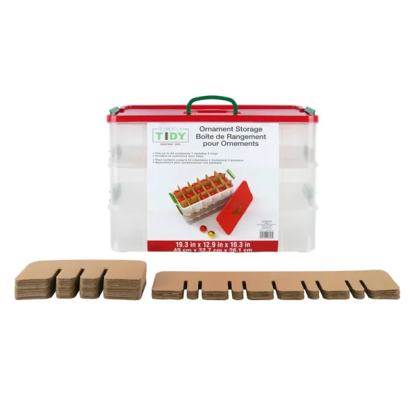 Simply Tidy 3-Layer Christmas Ornament Storage Box - 19.3" x 12.9" x 10.3" - Each