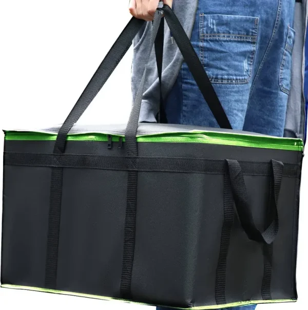 musbus 2 Pack XXXL-Large Insulated Grocery Shopping Bags, Green, Reusable Bag,Thermal zipper,Collapsible,tote,cooler,food Transport Hot and Cold