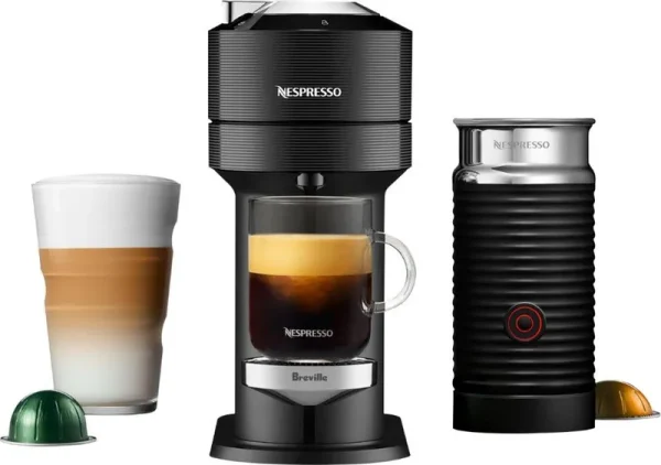 Nespresso - Breville Vertuo Next Premium Coffee Maker and Espresso Machine with Aeroccino3 Milk Frother - Classic Black