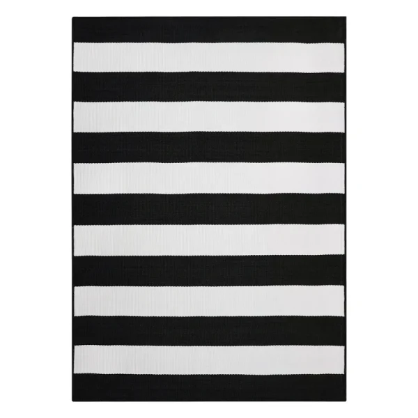 Better Homes & Gardens Ibiza Stripe Woven Outdoor Rug, 5 x 7 - Black