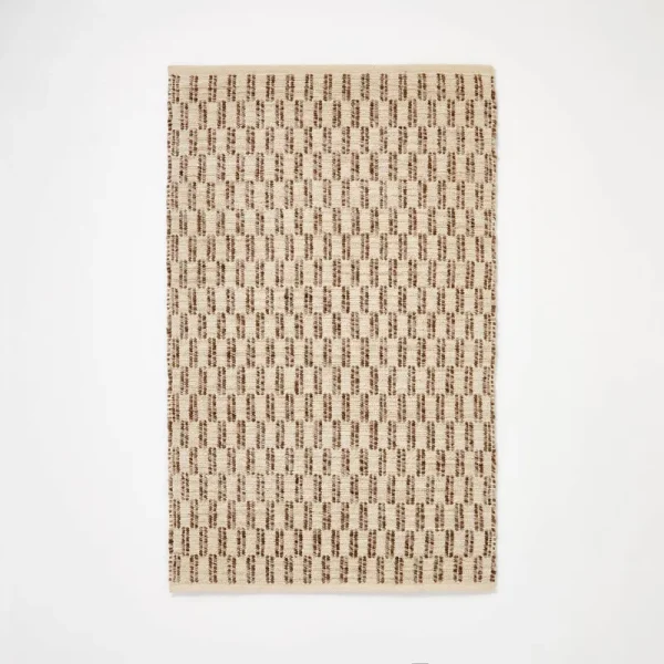 3'x5' Checkered Stripe Rug Brown - Threshold Designed with Studio McGee