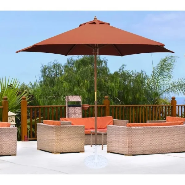 Tropishade 9' Wood Market Umbrella with Rust Cover